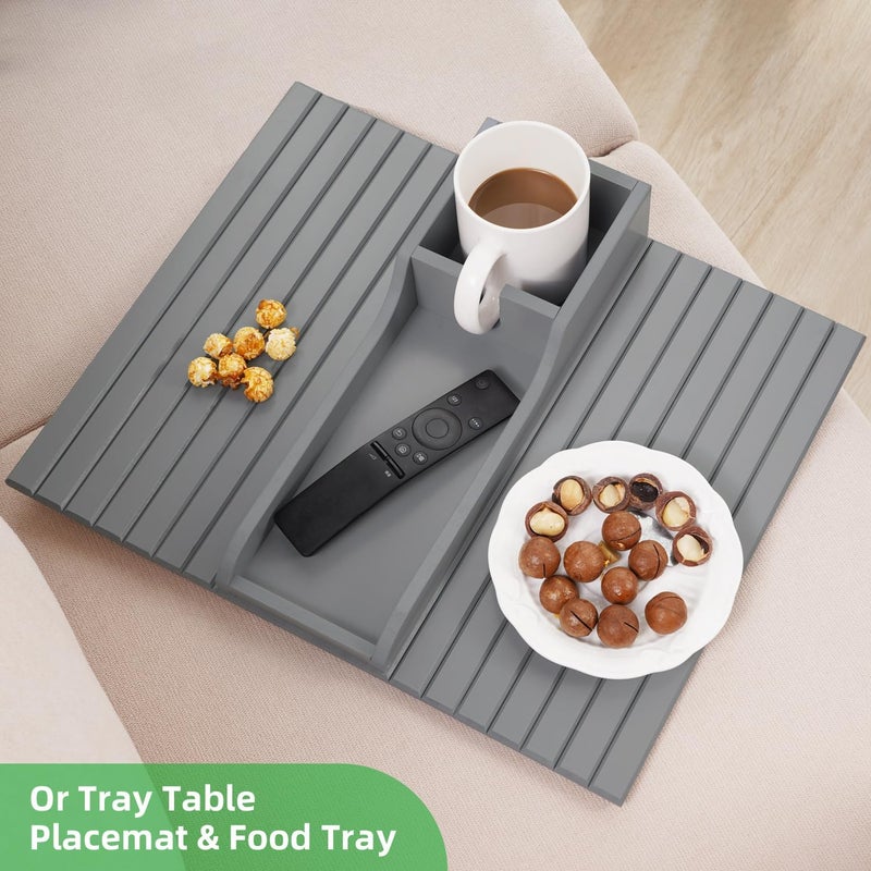 GEHE Bamboo Couch Cup Holder, Anti-Spill Sofa Arm Tray, Natural and Easy to Clean Couch Arm Cup Holder Armrest Tray Perfect for Cups, Beers, Snacks, Remote Control, Drinks - Image 5